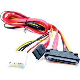 Resim aogo Sata Uzatma Kablosu 50cm 22pin Sata (7+15) Sata Data Power 7 + 15 22pin Sata Ide 4 Pin Molex 