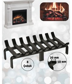 Resim 48 Cm X 32 Cm 8 Çubuklu Ekstra Şömine Izgarası Dar Gözlü Izgara 