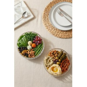 Resim Glamis Selen Concept El Yapımı Büyük Boy Cam Salata Kasesi 2'li Set 