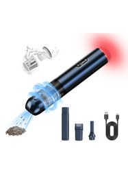 Resim BETWEEN Araç Süpürgesi Kablosuz Şarjlı Süpürge Metal Filtreli Yüksek Çekim Gücü Vakum Ve Üflemeli Ledli 