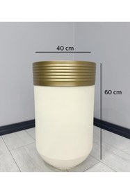 Resim evdeniste ELEGANT Dekoratif Eskitme Darbuka Krem Saksı 60cm 