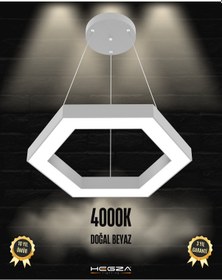 Resim Hexagon Gri Kasa, Doğal Beyaz Işık Modern Sarkıt Led Avize GRİ RENK 