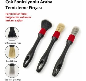 Resim MK Shineworks Araç Detaylı Temizlik Fırça Seti, Araba Detay Temizlik Fırçası, Oto Detay Fırçası 3 Adet Yumuşak 