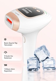 Resim Umie IPL99 Beyaz 3 Başlık 9 Hız Kademeli IPL Lazer Epilasyon Cihazı 1 Milyon Atım Buzlu Quartz Tüp 