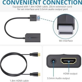 Resim AUTOUTLET Wii - HDMI Adaptörü 1080P/720P Full HD Dönüştürücü, 3,5 mm Video Ses Çıkışı Soketi ve Nintendo Wii, U, TV Monitörü, Projektör Televizyon için 1,8 m Kablo (Siyah) 