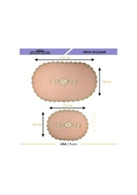 Resim Lisa Pudra Pembe Oval 2'li Dantelli Banyo Paspas Seti Çeyizlik Pudra 