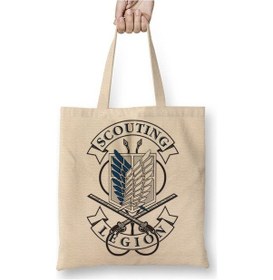 Resim Toyaso Attack On Titan Scoutıng Beyaz Bez Çanta Uzun Saplı Alışveriş Çantası Plaj Çantası Beyaz 