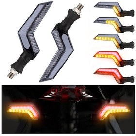 Resim Sarı-Kırmızı Renk Motosiklet Sinyal Ledi Takımı Kayar DRL Gündüz 