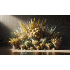 Resim Venspor Doğal Sarı ve Beyaz Çiçek Aranjmanı Arkaplan - 200x150cm Fon Duvar Örtüsü 