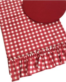 Resim Ekose Kırmızı Beyaz Fırfırlı Ranır - Runner 