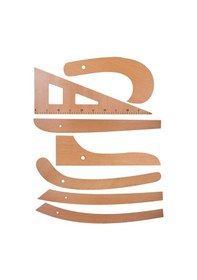 Resim Terzi-Modelist-Tekstil 7 Parça Ahşap Cetvel Riga Gönye Seti 