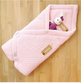 Resim Kız Bebek Kundak Battaniyesi Pembe Triko Kumaş Set Stl46171 Beyaz - Fuşya 
