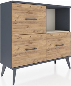 Resim Arges Şifonyer Tek Raflı 3 Çekmeceli 88x30x80 Antrasit-aytaşı/çam Aytaşı/çam 