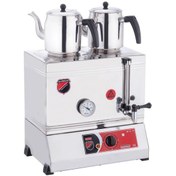 Resim intime endüstriyel mutfak İntime Mutfak - SilverInox 40 Model Ekonomik Çay Ocağı, 2 Demlikli, 28 L, Elektrikli, Pleytsiz 