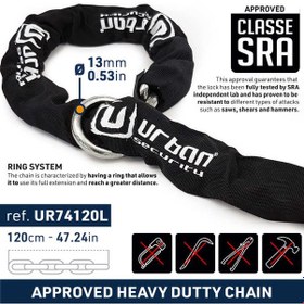 Resim Urban Securıty Ur74-120 13.5 Mm 120cm Kement Zincir Kilit 120cm Zincir 