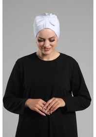 Resim Hürrem Bone Beyaz Pratik Hazır Geçmeli Fiyonklu Bone Sandy Çift Taraflı Çapraz 3007b 42 Beyaz 