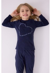 Resim Kız Çocuk Lacivert Uzun Kol Pijama Takım Lacivert 