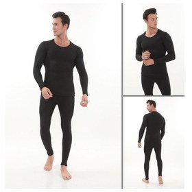 Resim Sauna Suit Termal Içlik, Unisex Kışlık Sıcak Tutan Pamuklu Yakmayan, Termal Alt Üst Takım, Termal Fanila Iclik Siyah 