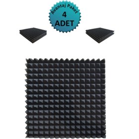 Resim Birlik Sünger Akustik Ses Yalıtım Süngeri 50 x 50 x 4 Piramit Kesim Yapışkansız 4 Adet 