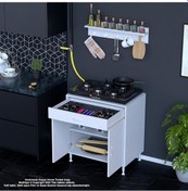 Resim Modilayn Birce Xxl Ocak Altı Dolap: 75x87x56 Cm 2 Kapak 1 Çekmece Ve Üst Kısmında Baharat Raflı Beyaz 