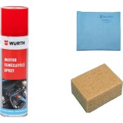 Resim Würth 3 Lü Set Hızlı Motor Temizleme Spreyi Mikrofiber Güderi Bez ve Oto Yıkama Süngeri 3'lü Set 