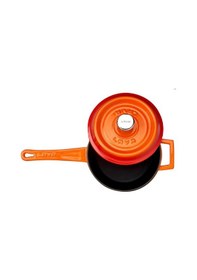 Resim Lava Döküm Yuvarlak Sos Tenceresi. Döküm Demir Yekpare Saplı Trendy Serisi Çap Ø18 Cm. - Turuncu Turuncu 