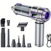 Resim QILIEASY: 18000Pa Yüksek Emiş Gücü LED Ekranlı El Tipi Süpürge, 100W Fırçasız Motor, 2000mAh*3 Büyük Kapasiteli Pil, Üç Hız Ayarlı Toz Alma Makinesi, Araba, Ev, Ofis ve Kamp İçin Taşınabilir 4’ü 1 Arada Süpürge 