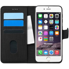 Resim Microsonic Apple Iphone 6s Kılıf Fabric Book Wallet Siyah 