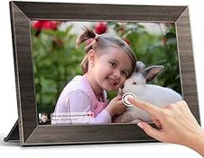 Resim 10,1 inç Dijital Fotoğraf Çerçevesi, MARVUE WLAN Elektronik Resim Çerçevesi, IPS Dokunmatik Ekran, Ebeveynler/Çiftler/Arkadaşlar/Aile için Hediye, 16 GB Bellek, Ahşap Efekti 