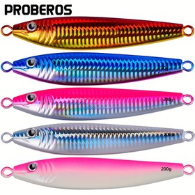 Resim proberos 1 adet Parlayan Jigging Yem, Karışık Renkli Demir Metal Balıkçılık Jigleri, Geliştirilmiş Yansıtıcı Lazer Gövde, 40-120g, Tuzlu Su Derin Deniz Lazer Yansıtıcı Gövde Kanca Olmadan Karışık Renk 