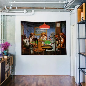 Resim Dogs Playing Poker Duvar Örtüsü - 100 cm x 135 cm 