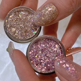 Resim Nail Altın Kaplama Dekorasyonu, Retro Nail Payet, Chameleon Nail Parçaları, Ultra-İnce Ayna Parıltılı Nail Dekorasyonu, Holografik Nail Parıltı Sticker, Payet Karışımı ile Retro Stil - Nail Art, Ayak Nail Art DIY için Uygun 