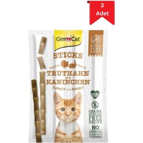 Resim Gimcat Sticks Hindi Ve Tavşan Etli Kedi Ödül Çubuğu 20 Gr X 3 Adet 