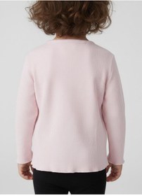Resim Kız Çocuk Fitilli %100 Pamuklu Düğmeli Hırka Toz Pembe 
