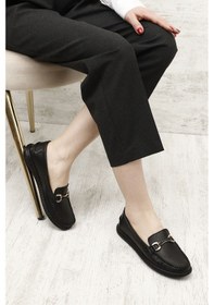 Resim Gönderi R Siyah Tokalı Rok Hakiki Deri Comfort Loafer Siyah 
