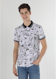Resim Colin's Colins Regular Fit Polo Yaka Baskılı Erkek Beyaz Kısa Kol Tişört Cl1059424 Q1.v1 Wht Beyaz 