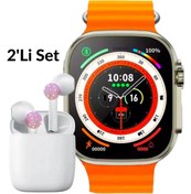 Resim Favors Watch 8 Akıllı Saat Turuncu T800 Ultra & Bluetooth Kulaklık İos Android Uyumlu İkili Fırsat Seti 