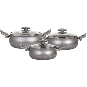 Resim Mehtap Granit Güveç 6 Parça Tencere Seti - 16 cm + 18 cm + 20 cm 