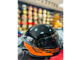 Resim Fazer Glosy Flourosan Turuncu Çene Açılır Güneş Vizörlü Motosiklet Kaskı 