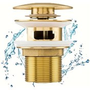 Resim Chuangyinshop Gold Holes Metalik Açılır Tahliye Tıkacı Ergonomik Sağlam Mutfak Banyo Aksesuarı 