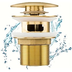 Resim Chuangyinshop Gold Holes Metalik Açılır Tahliye Tıkacı Ergonomik Sağlam Mutfak Banyo Aksesuarı 