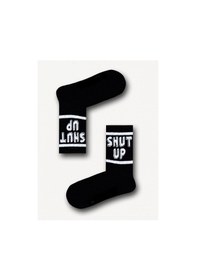Resim Shut Up Yazılı Desenli Tenis Kolej Çorap 001 