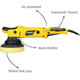 Resim RTRMAX RTM1450 Orbital Polisaj Makinası 720 W 150 mm 