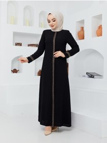 Resim SARİAL GİYİM Kol ve Boydan Taş İşlemeli Şık Kaliteli Zarif Ferace 