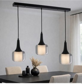 Resim Tt603-3s-fullsy Tt Ayd. Mat Siyah 3 Lü Silindir Çift Camlı Avize Siyah - Bal Cam 