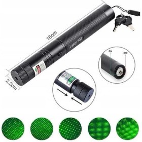 Resim Powermaster OM-120118650 Pilli Şarjlı Anahtar Emniyetli Yeşil Lazer Pointer (50 Km) 