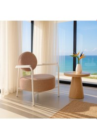 Resim Venüs Modern Berjer Soft Kumaş Beyaz Metal Ayaklı Koltuk Ev & Ofis Açık Kahverengi Açık Kahverengi 