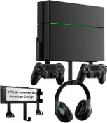 Resim Wall Mount for PS4, Stealth Wall Mount for PS4 Original (Old Model), with Detachable 2 Controller Holder & Headphone Hanger, Mount on The Wall or on The Back of The TV 