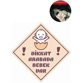 Resim "dikkat Arabada Bebek Var" Sticker - 10x10 Cm Folyo Baskılı Uyarı Etiketi 