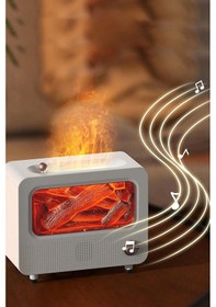 Resim Alev Efektli Retro Hava Nemlendirici Odun Çıtırtı Sesli Aroma Difüzörü Ultrasonik Buhar Makinesi 